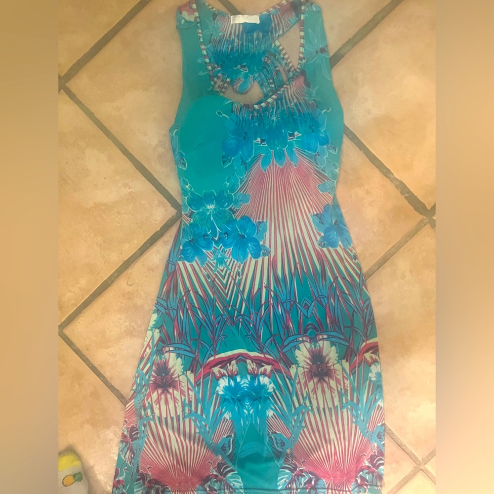 Blue floral swimsuit coverup